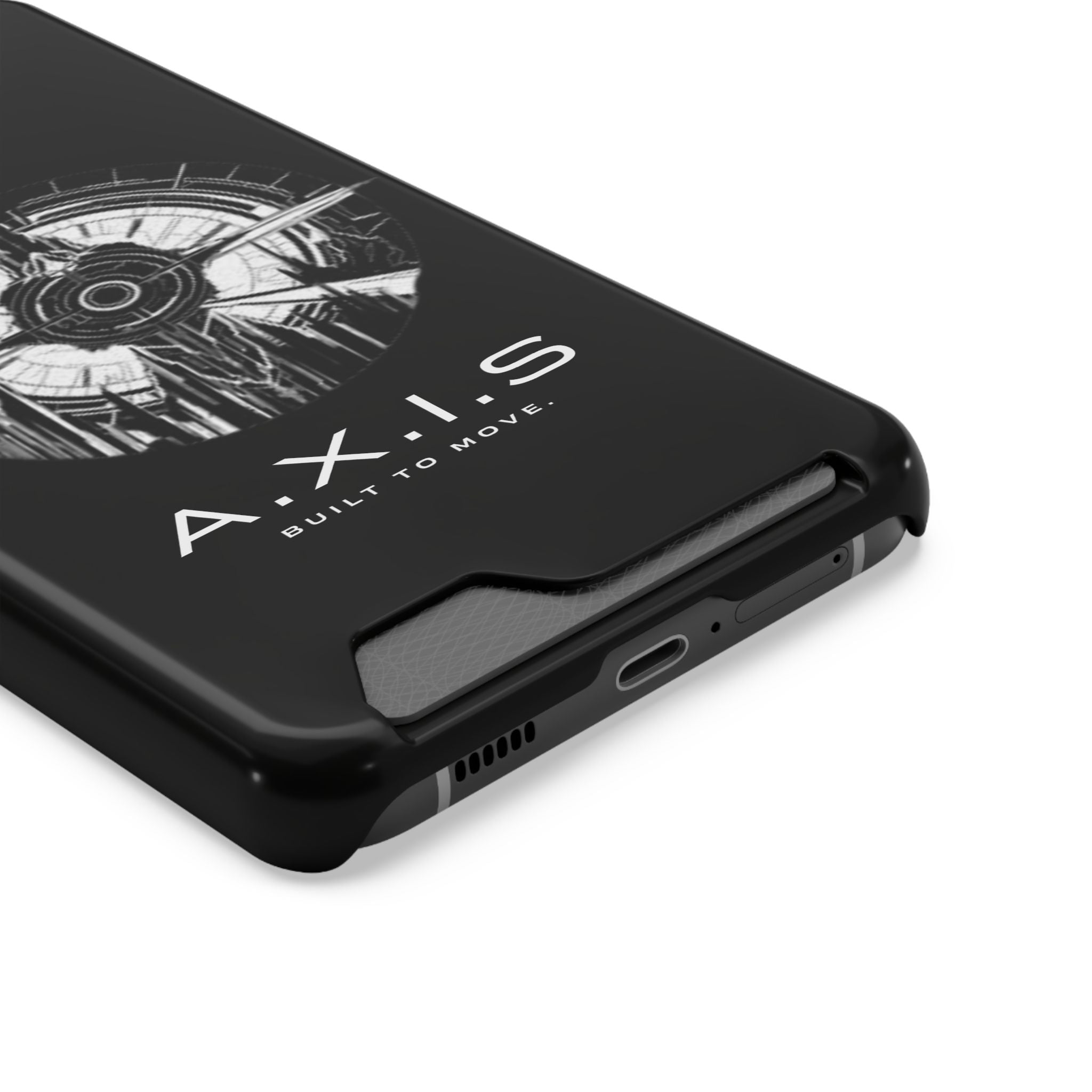 A.X.I.S Built To Move Design Phone Case WITH CARD HOLDER IMBEDDED IN CASE