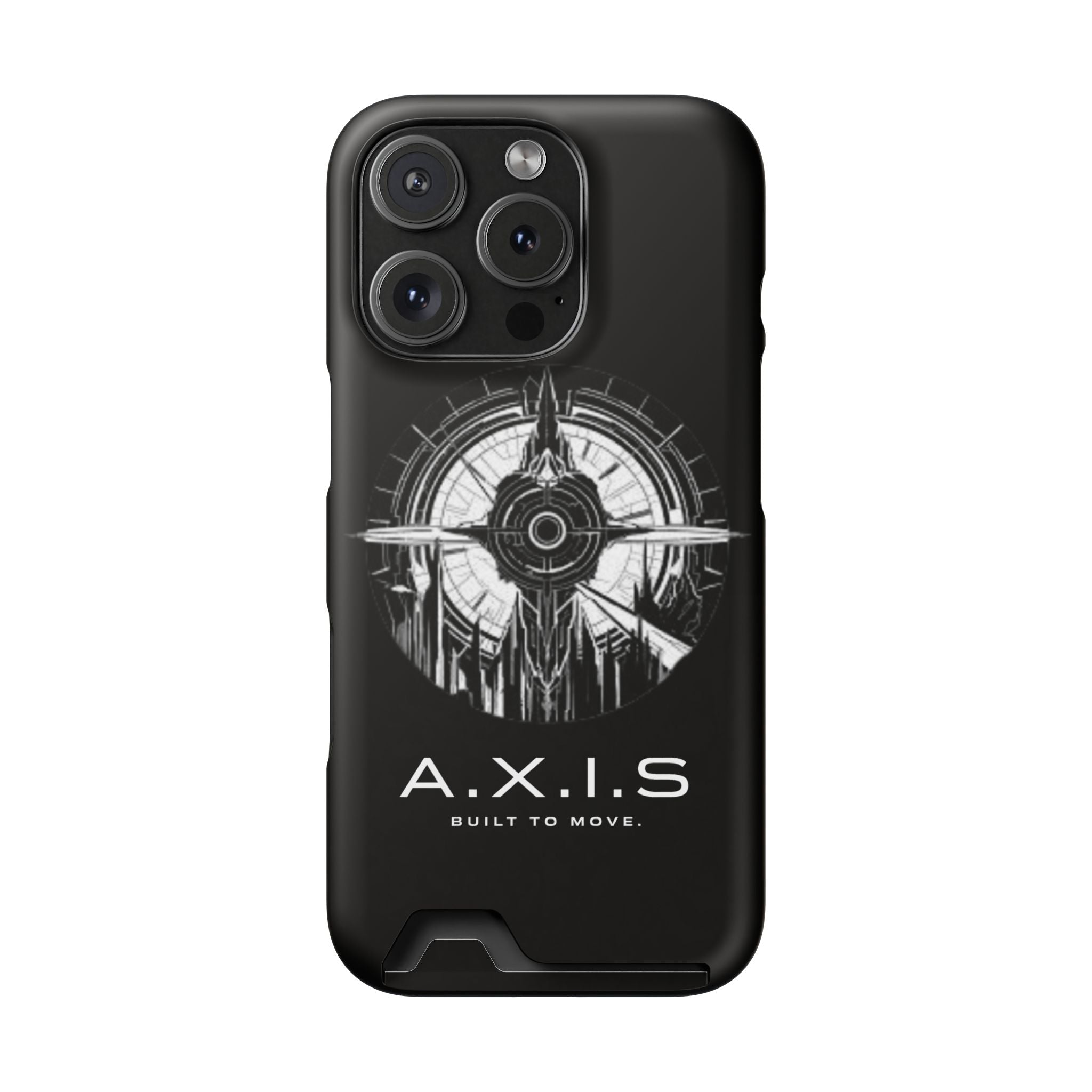 A.X.I.S Built To Move Design Phone Case WITH CARD HOLDER IMBEDDED IN CASE