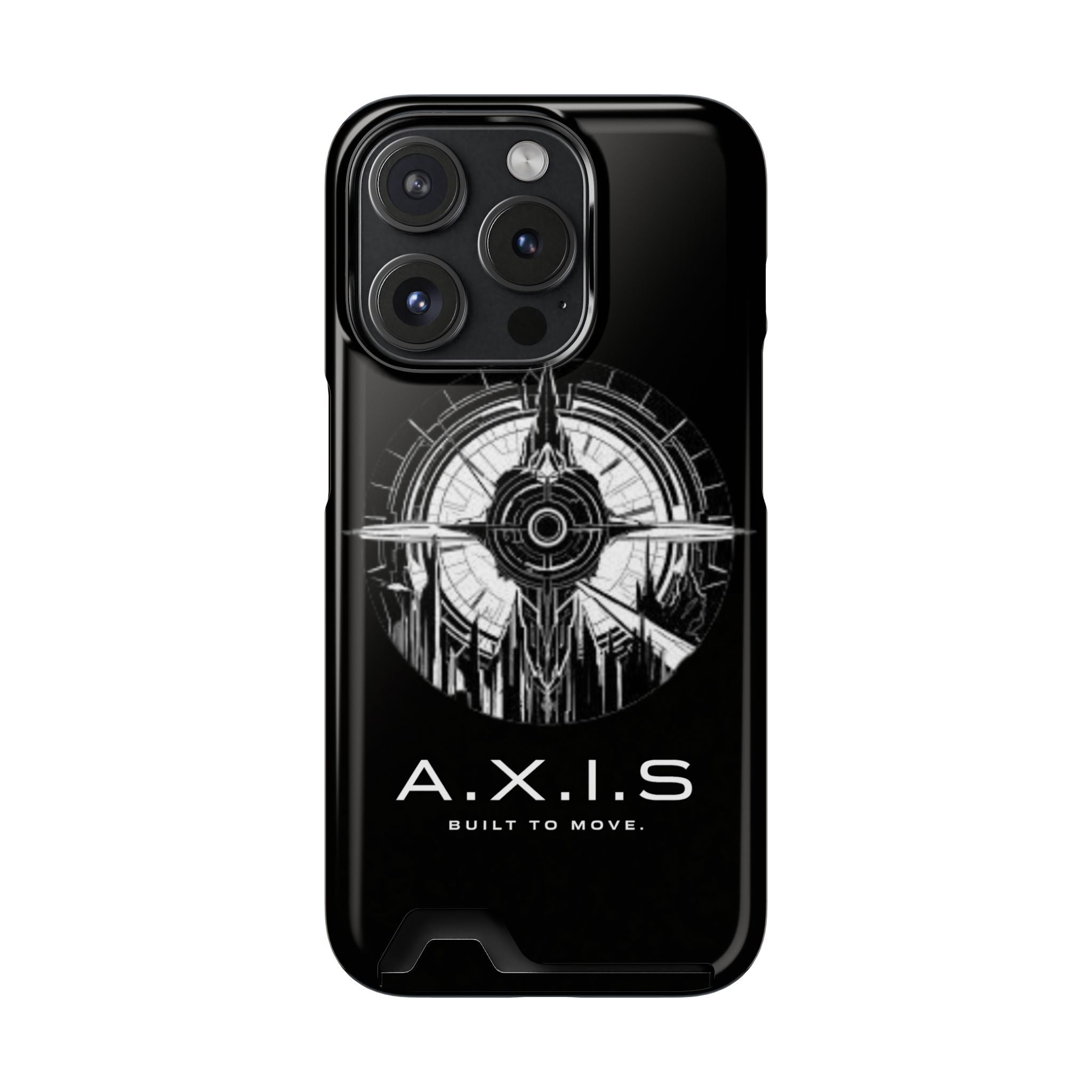 A.X.I.S Built To Move Design Phone Case WITH CARD HOLDER IMBEDDED IN CASE