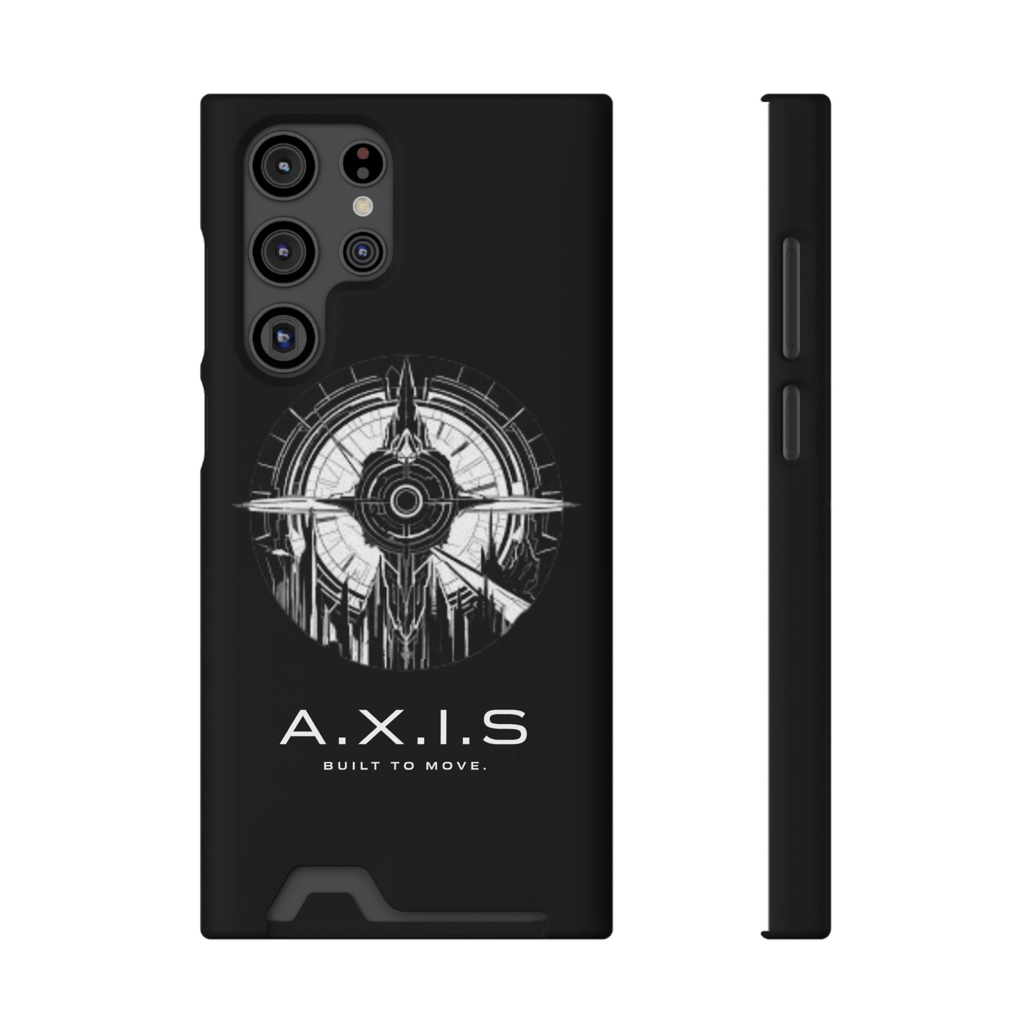 A.X.I.S Built To Move Design Phone Case WITH CARD HOLDER IMBEDDED IN CASE