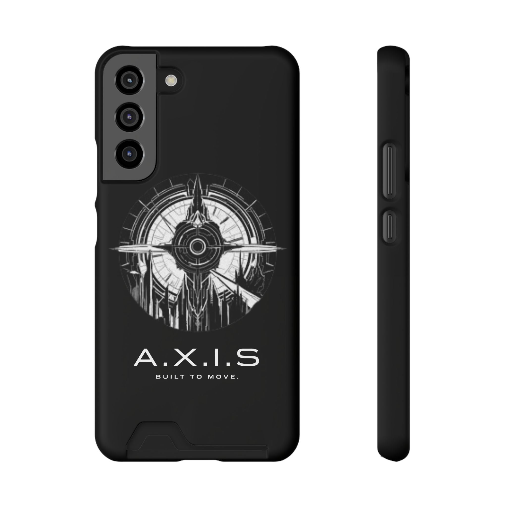 A.X.I.S Built To Move Design Phone Case WITH CARD HOLDER IMBEDDED IN CASE