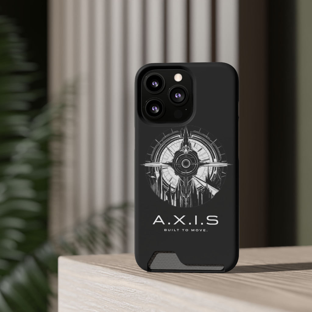 A.X.I.S Built To Move Design Phone Case WITH CARD HOLDER IMBEDDED IN CASE