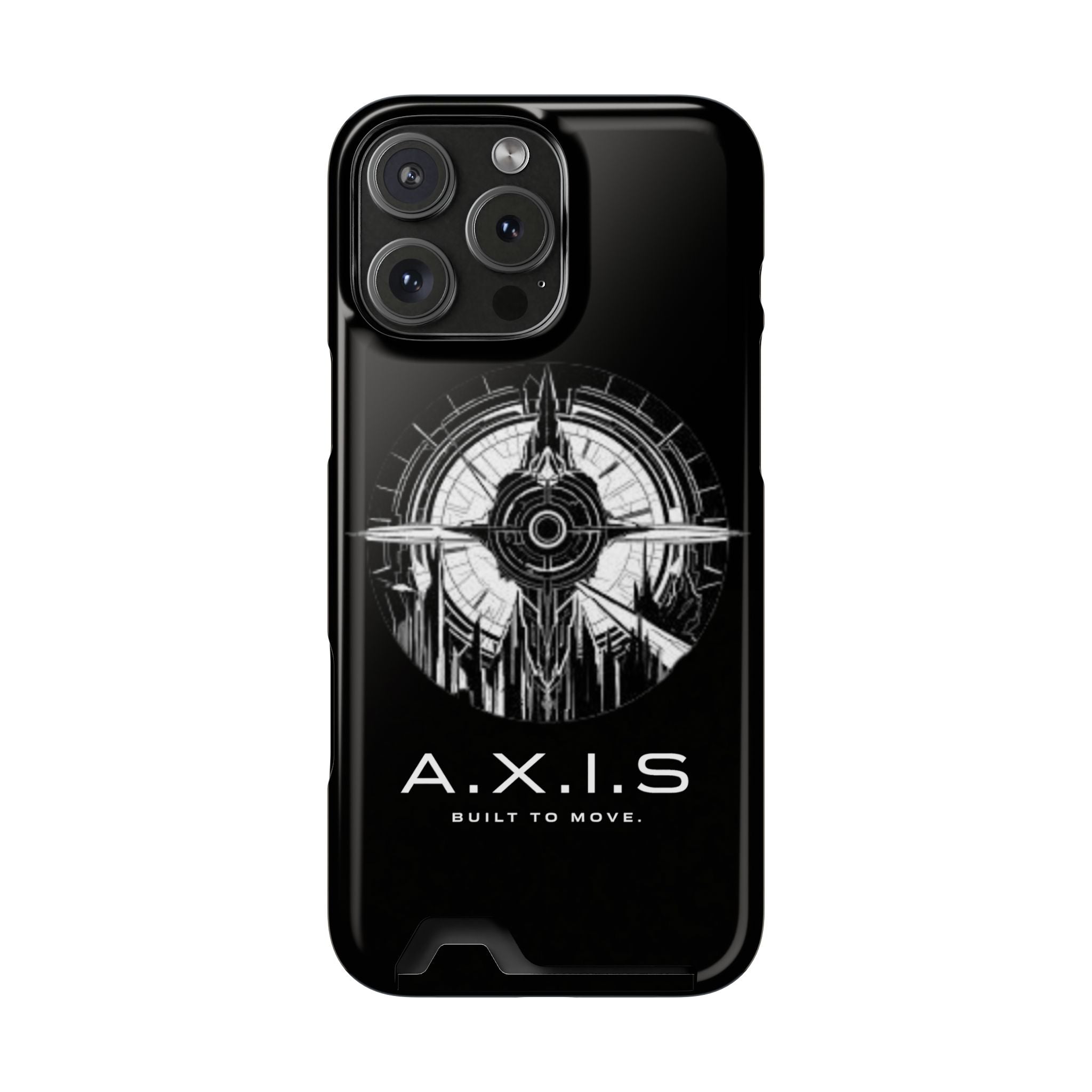 A.X.I.S Built To Move Design Phone Case WITH CARD HOLDER IMBEDDED IN CASE