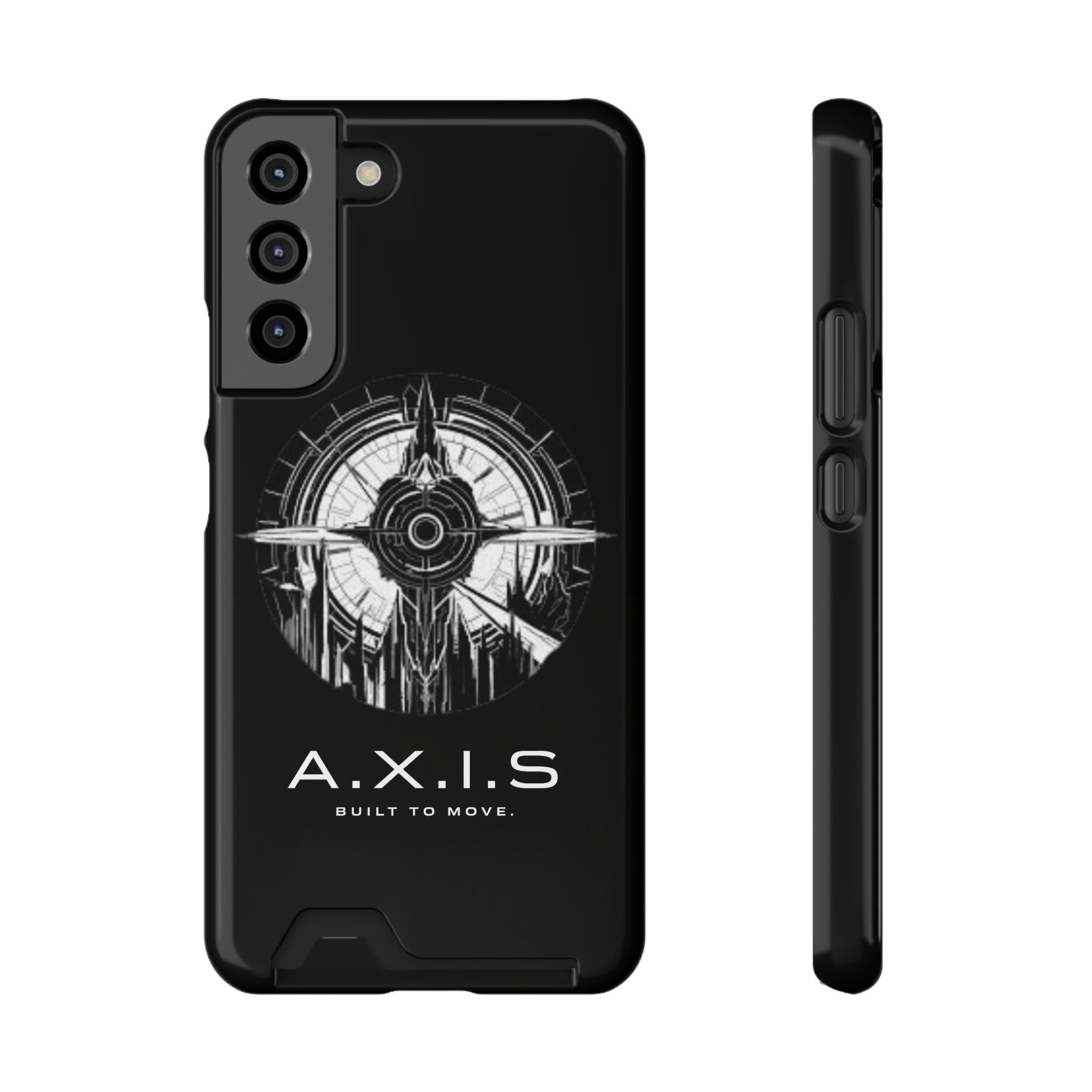 A.X.I.S Built To Move Design Phone Case WITH CARD HOLDER IMBEDDED IN CASE