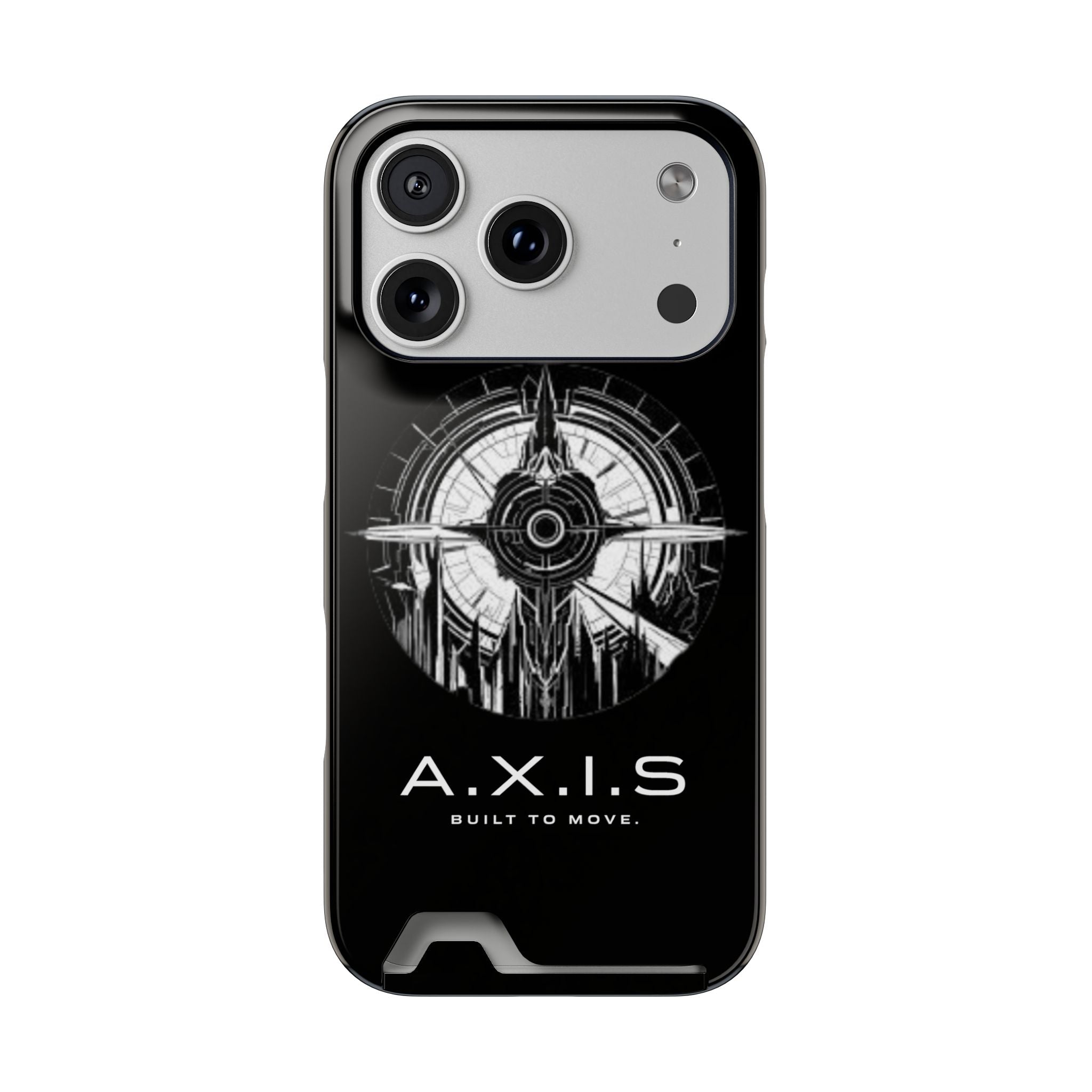 A.X.I.S Built To Move Design Phone Case WITH CARD HOLDER IMBEDDED IN CASE