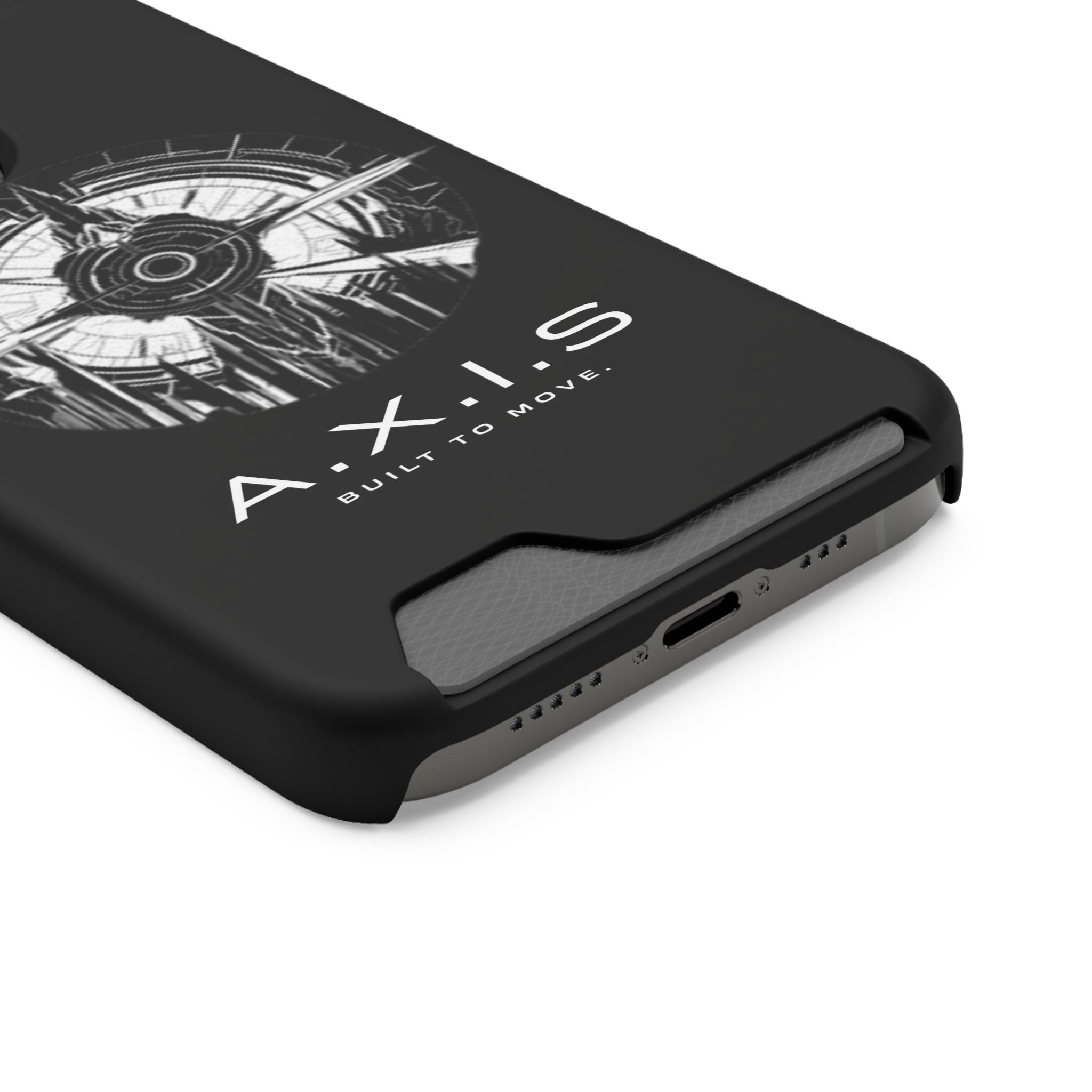 A.X.I.S Built To Move Design Phone Case WITH CARD HOLDER IMBEDDED IN CASE