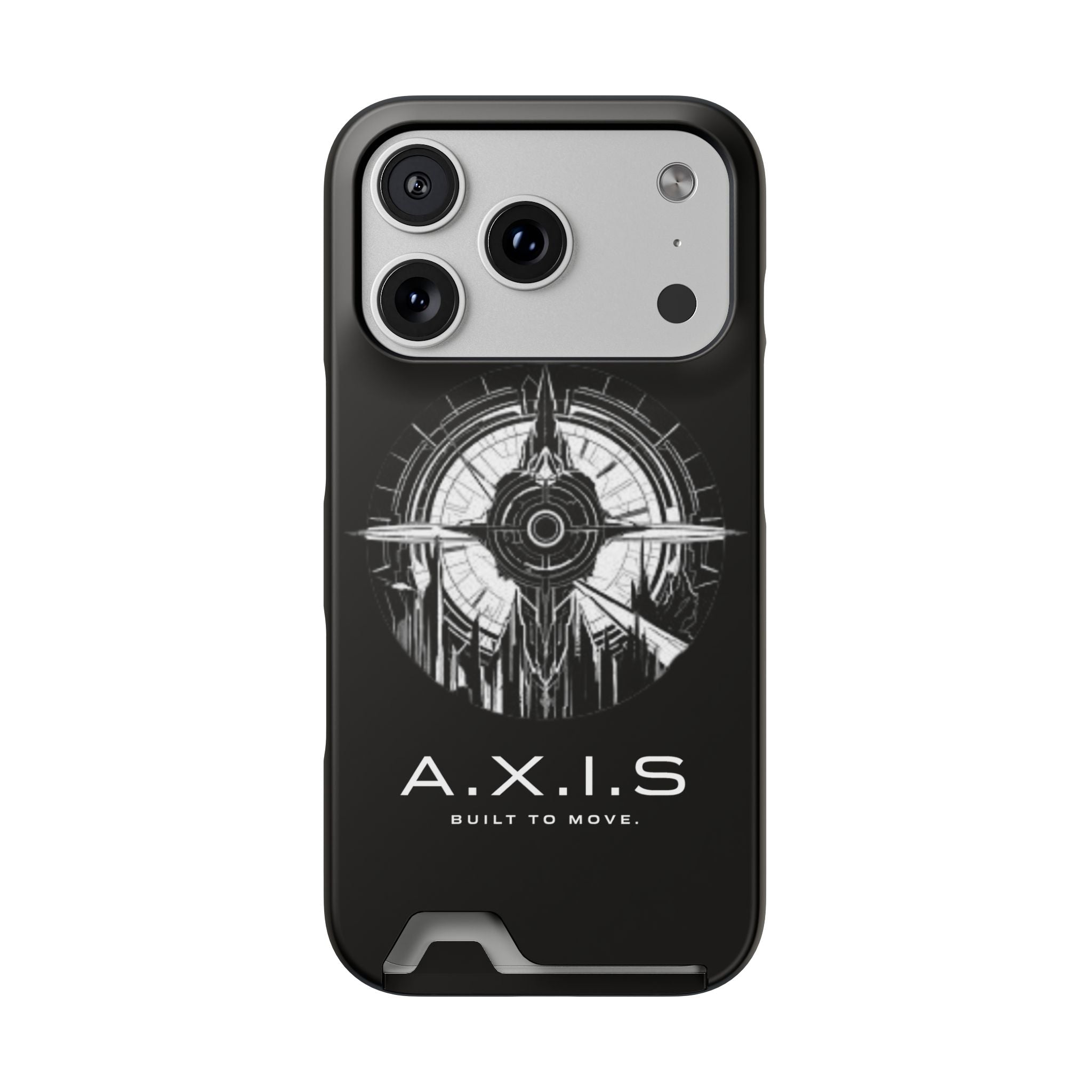 A.X.I.S Built To Move Design Phone Case WITH CARD HOLDER IMBEDDED IN CASE