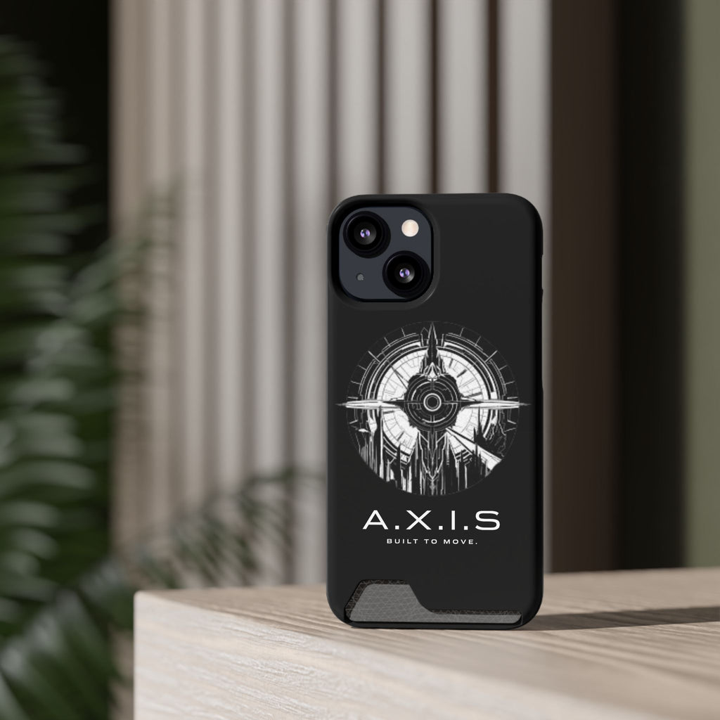 A.X.I.S Built To Move Design Phone Case WITH CARD HOLDER IMBEDDED IN CASE