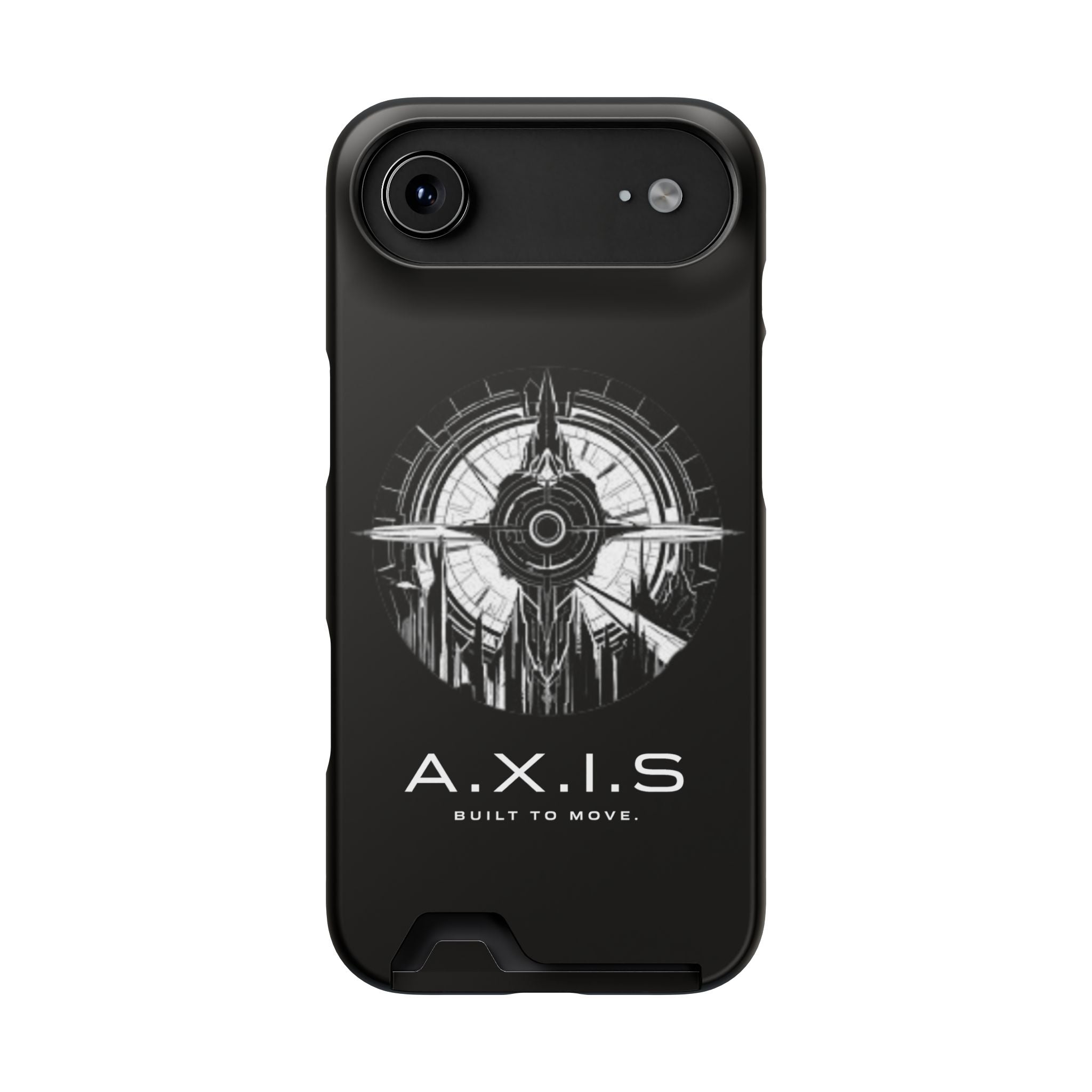 A.X.I.S Built To Move Design Phone Case WITH CARD HOLDER IMBEDDED IN CASE