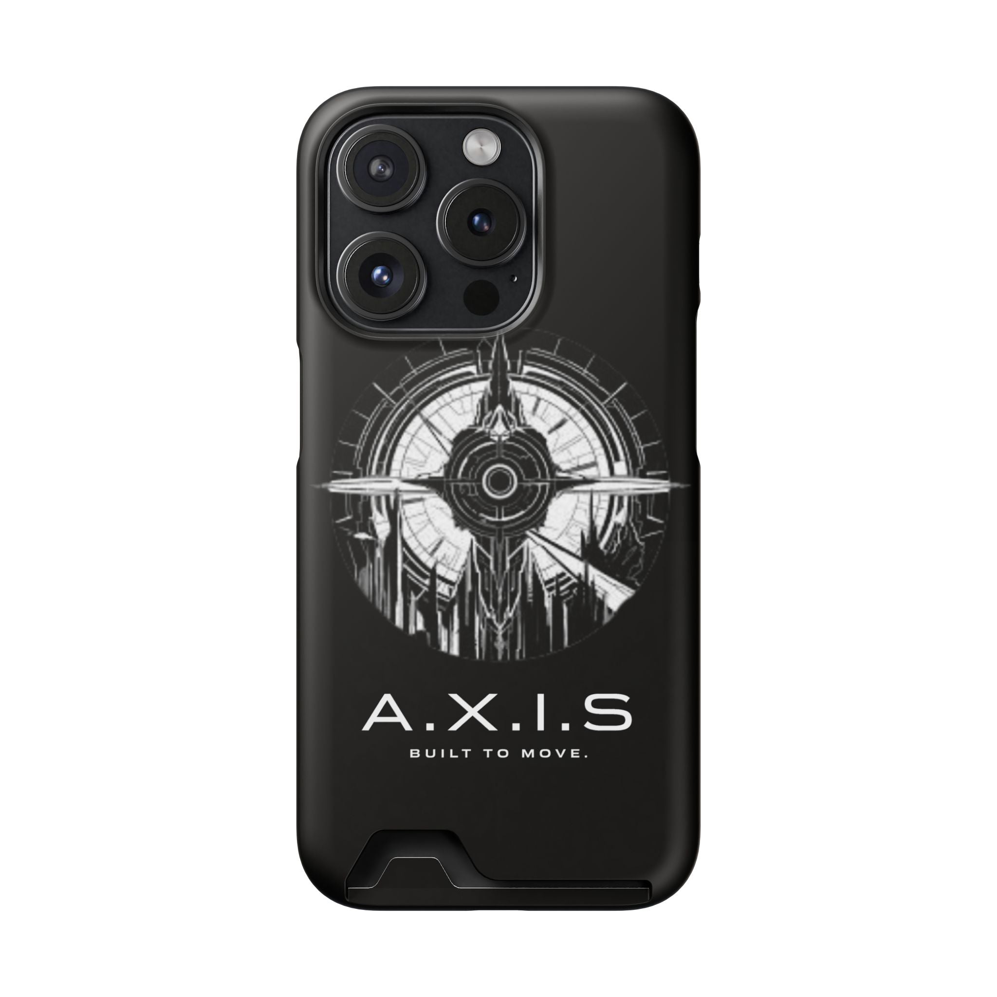 A.X.I.S Built To Move Design Phone Case WITH CARD HOLDER IMBEDDED IN CASE