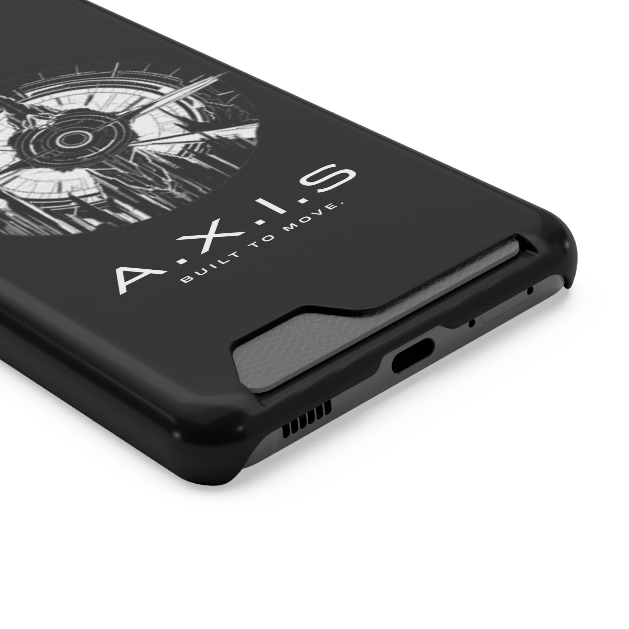 A.X.I.S Built To Move Design Phone Case WITH CARD HOLDER IMBEDDED IN CASE
