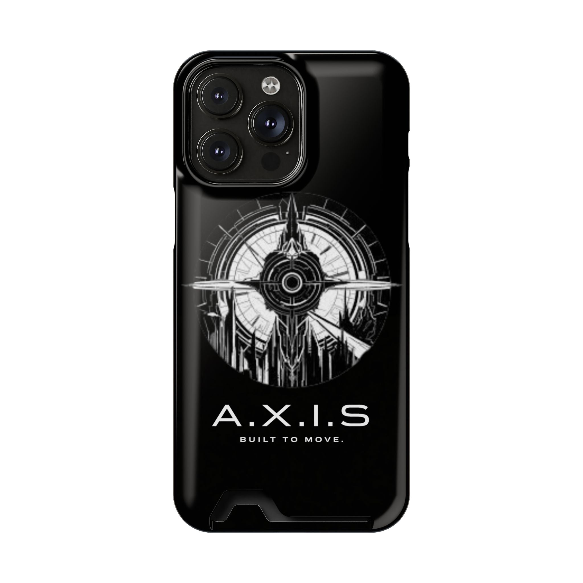 A.X.I.S Built To Move Design Phone Case WITH CARD HOLDER IMBEDDED IN CASE