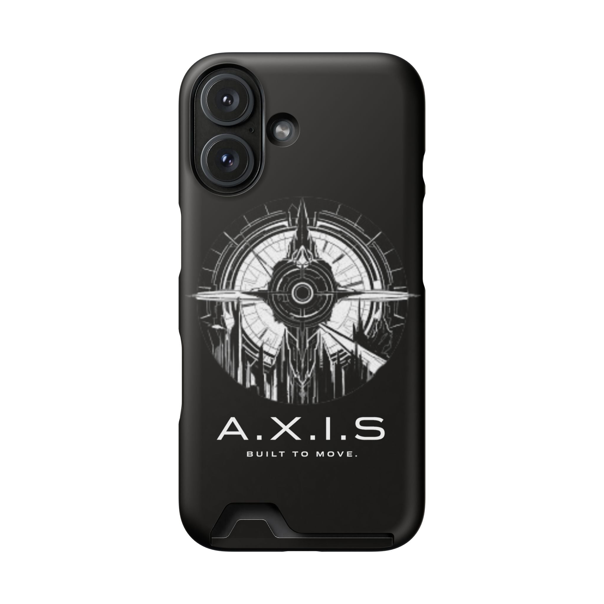 A.X.I.S Built To Move Design Phone Case WITH CARD HOLDER IMBEDDED IN CASE