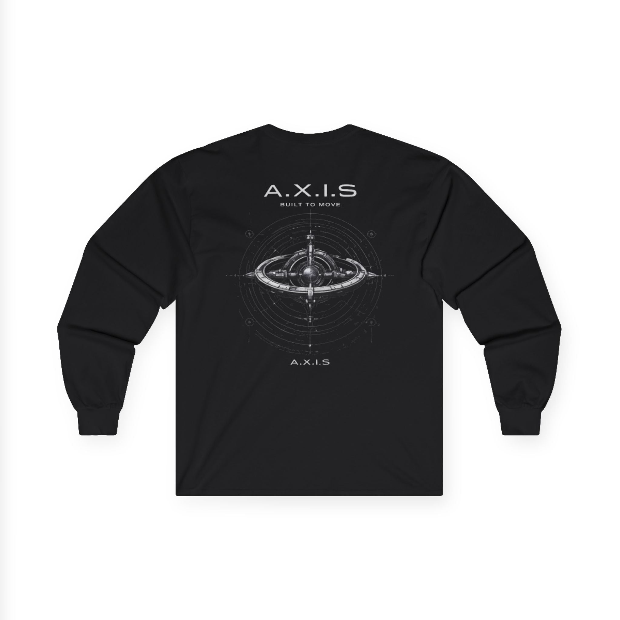 A.X.I.S. Long Sleeve Tee — Sci‑Fi Graphic Backprint, Minimal Front Logo
