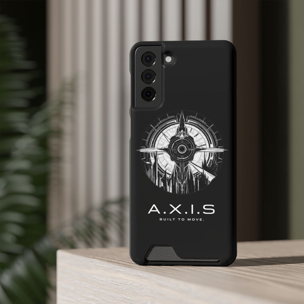 A.X.I.S Built To Move Design Phone Case WITH CARD HOLDER IMBEDDED IN CASE