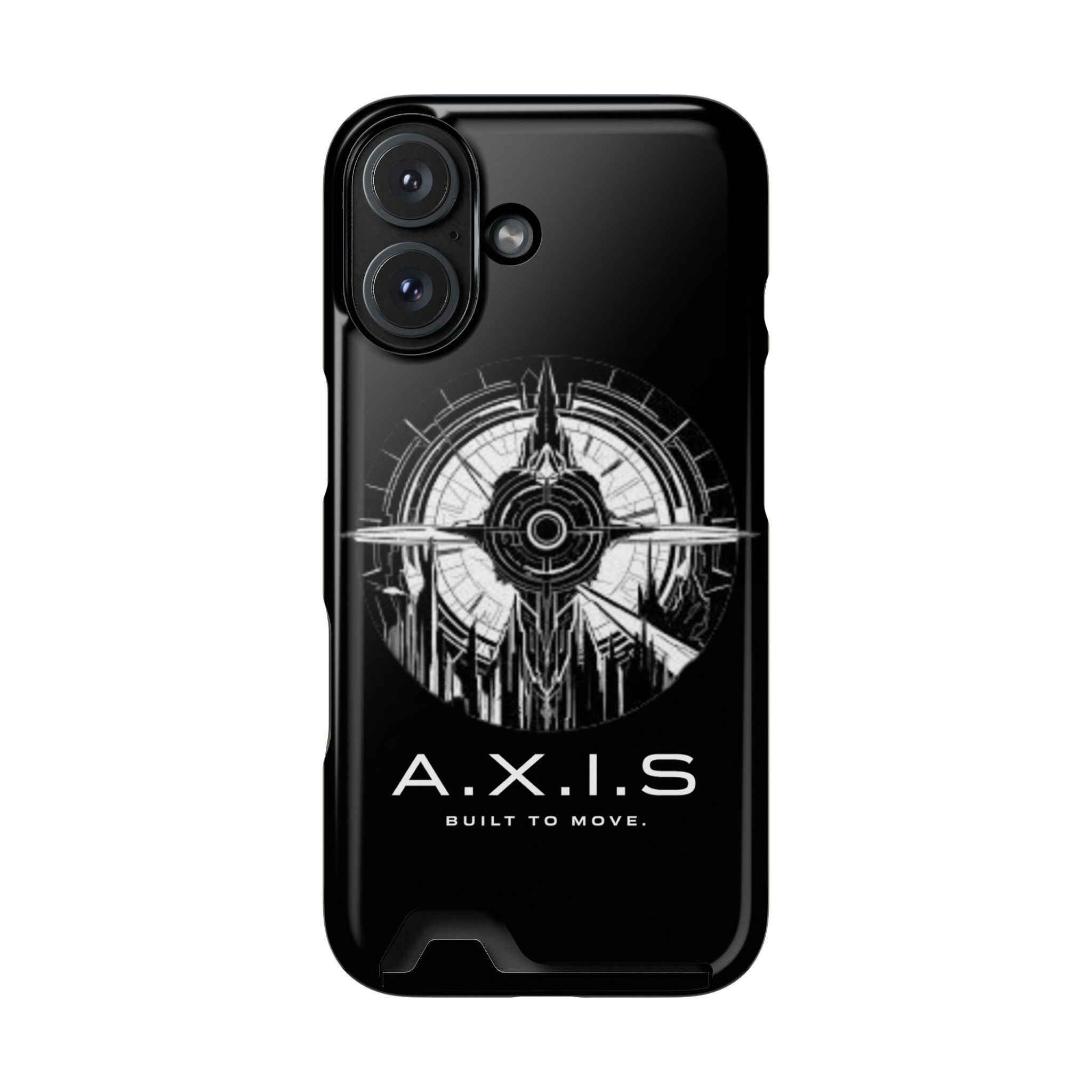 A.X.I.S Built To Move Design Phone Case WITH CARD HOLDER IMBEDDED IN CASE
