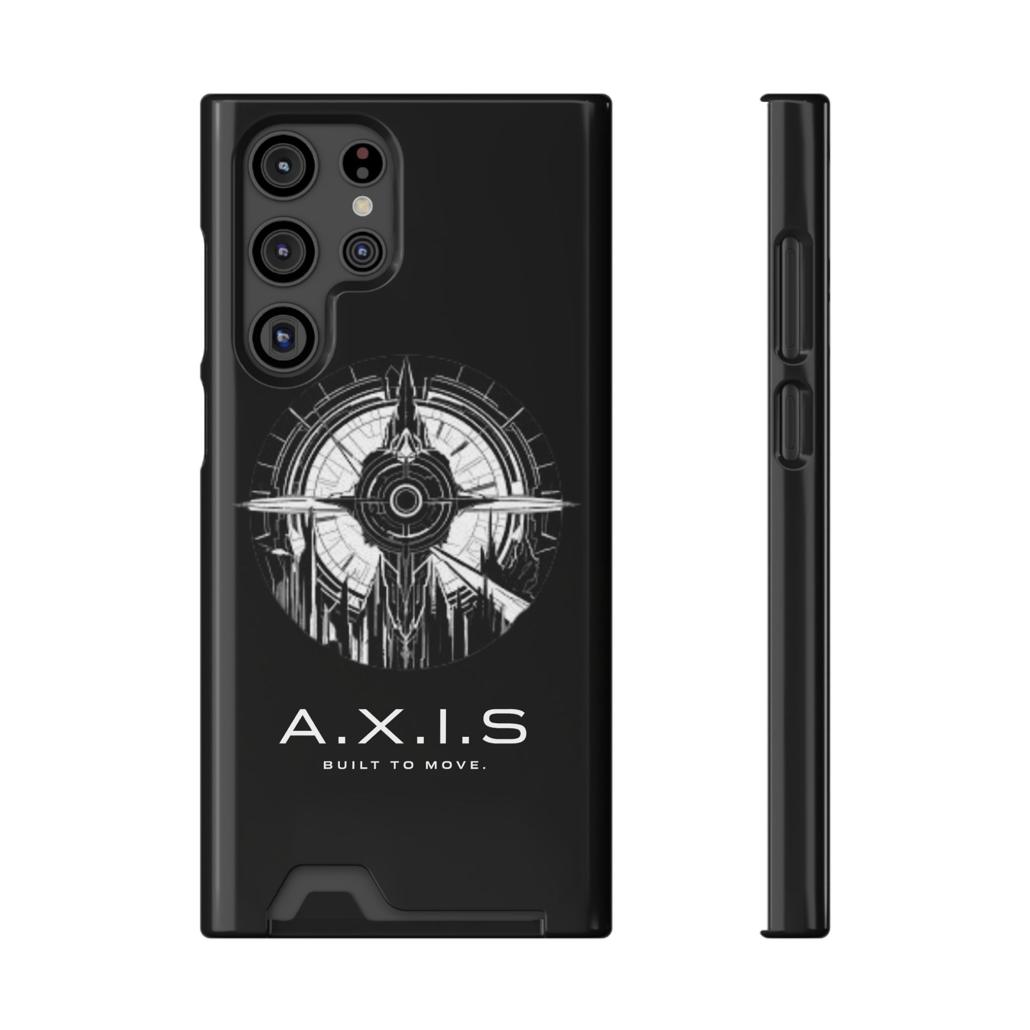A.X.I.S Built To Move Design Phone Case WITH CARD HOLDER IMBEDDED IN CASE