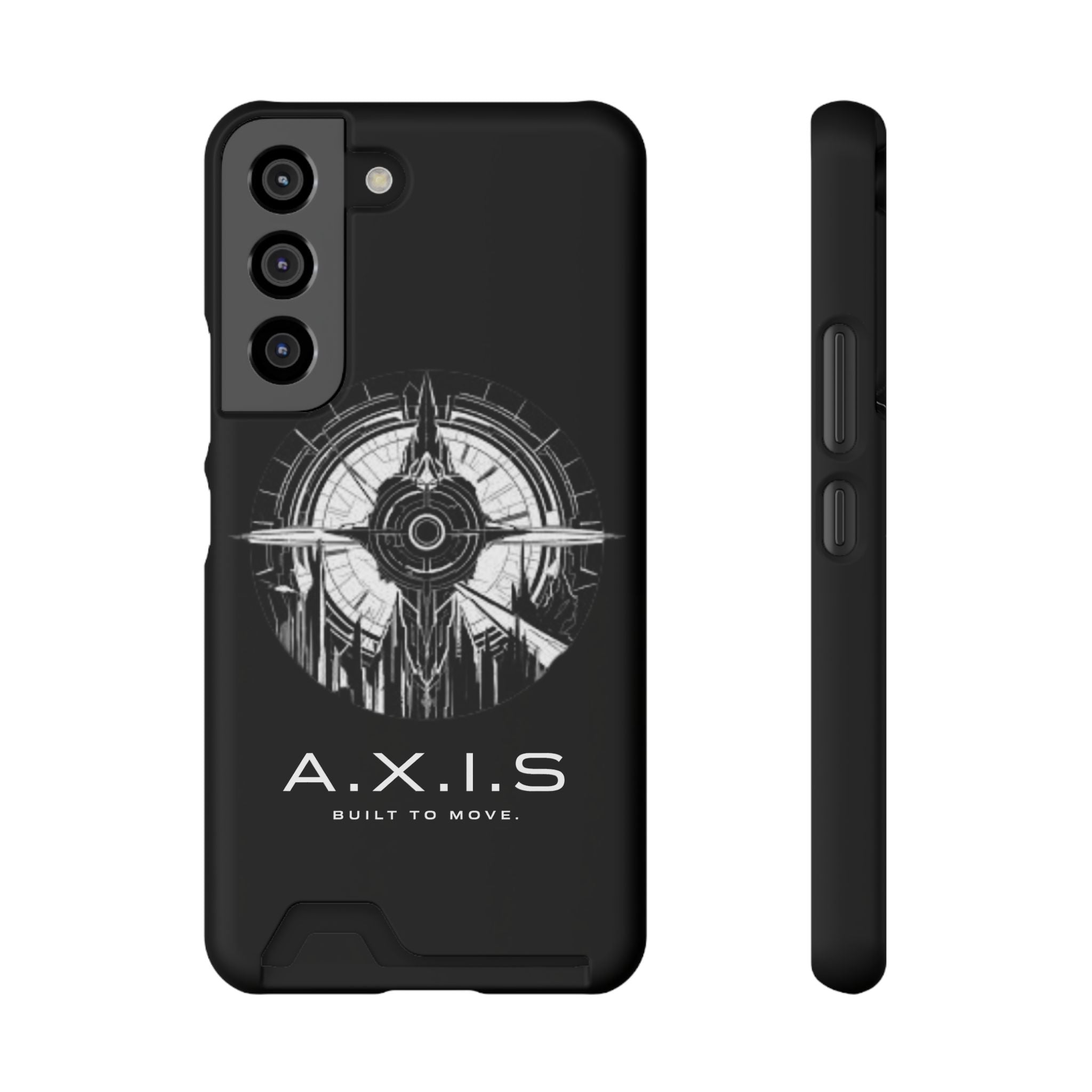 A.X.I.S Built To Move Design Phone Case WITH CARD HOLDER IMBEDDED IN CASE
