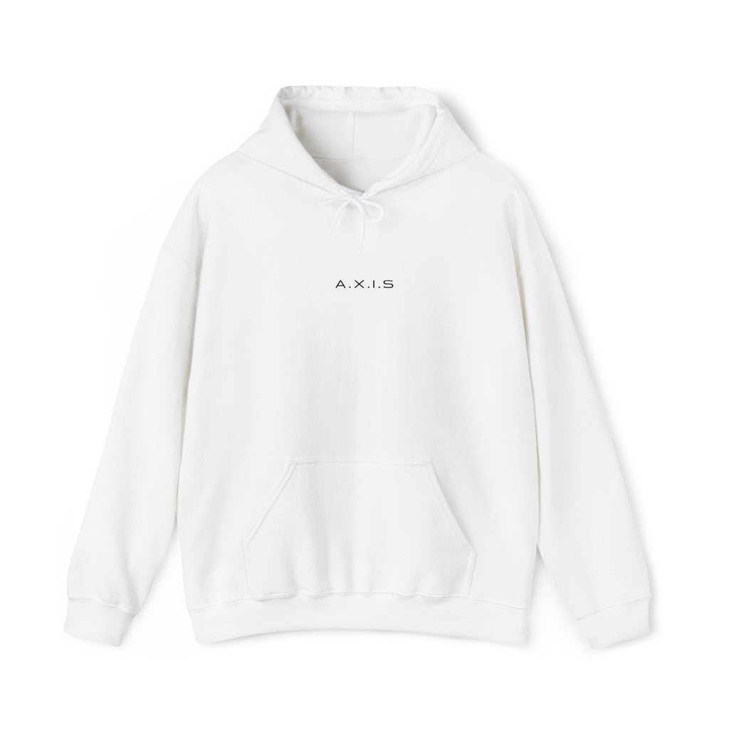 A.X.I.S Center Logo Hoodie — Clean White Embroidered