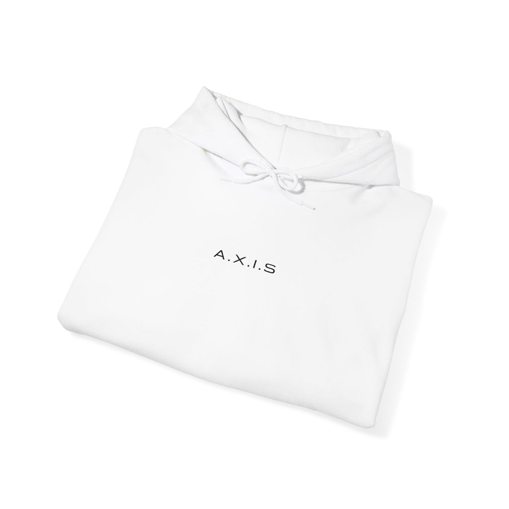 A.X.I.S Center Logo Hoodie — Clean White Embroidered