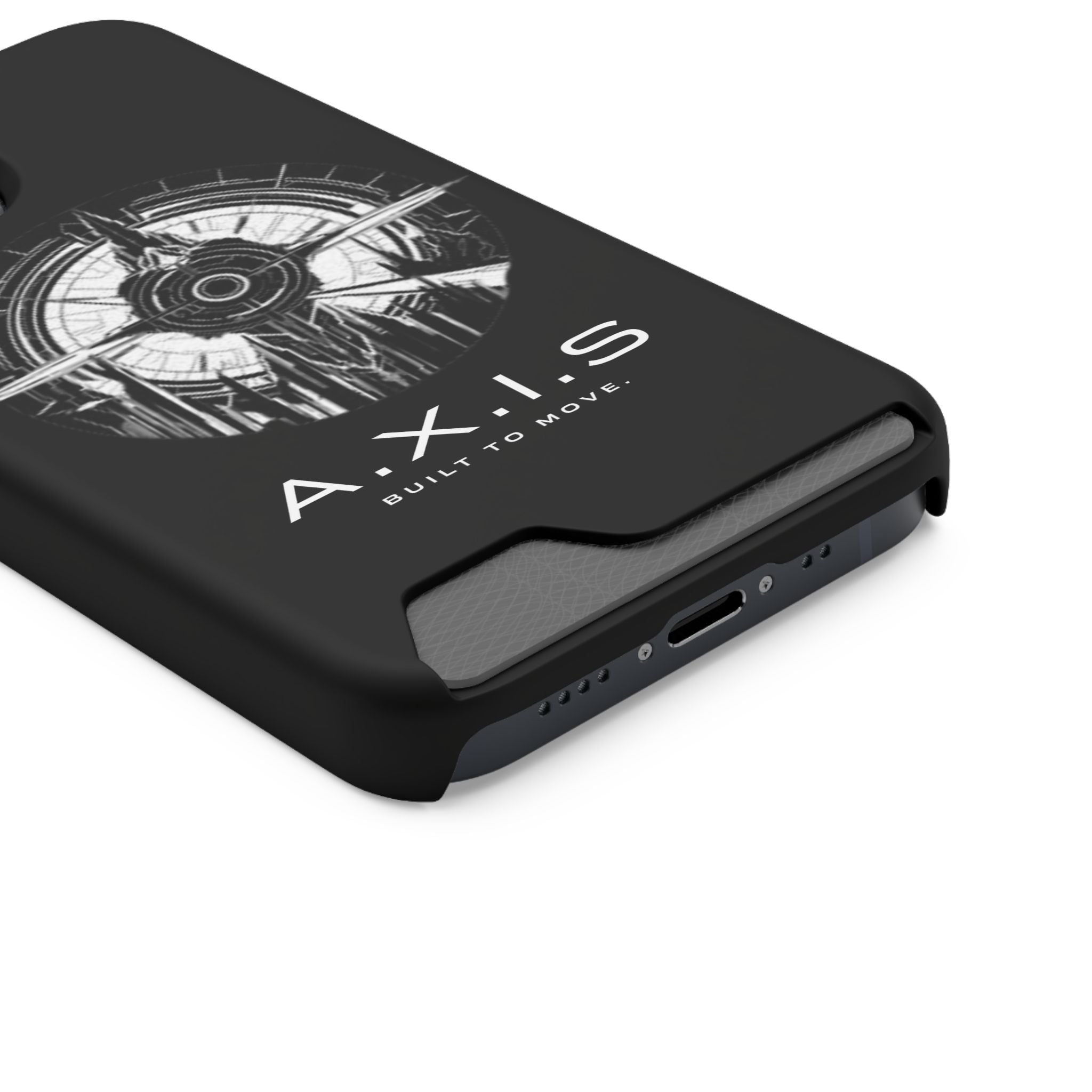 A.X.I.S Built To Move Design Phone Case WITH CARD HOLDER IMBEDDED IN CASE