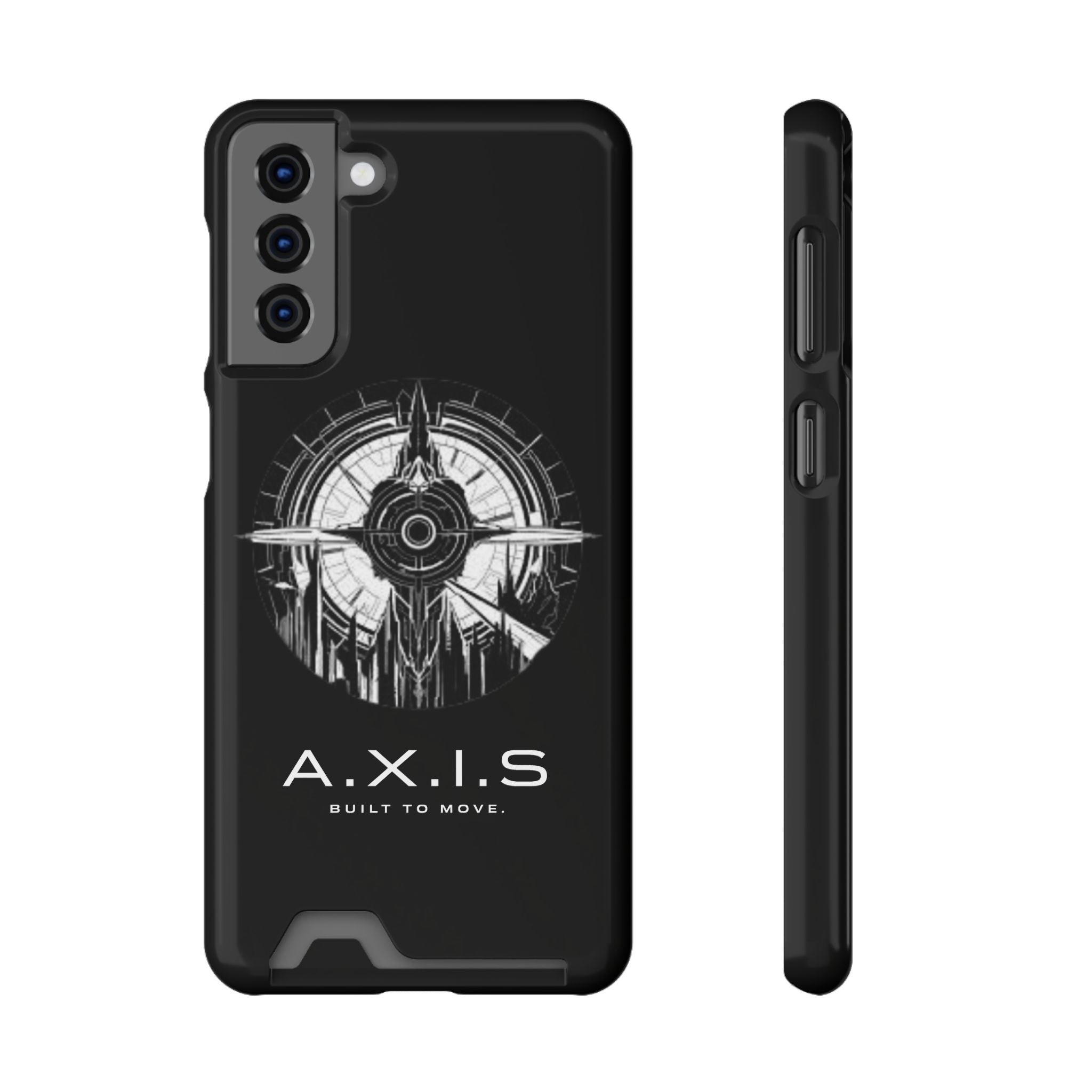 A.X.I.S Built To Move Design Phone Case WITH CARD HOLDER IMBEDDED IN CASE