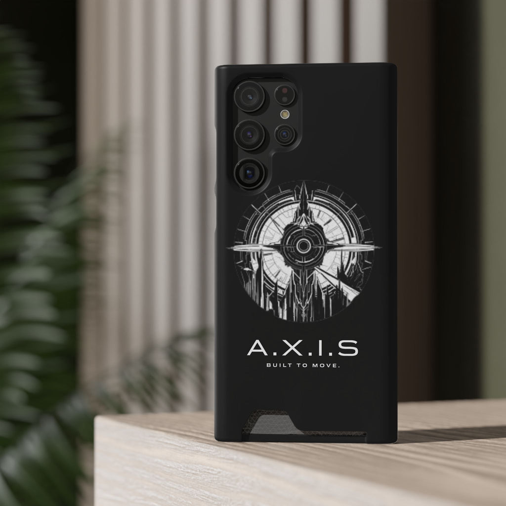 A.X.I.S Built To Move Design Phone Case WITH CARD HOLDER IMBEDDED IN CASE