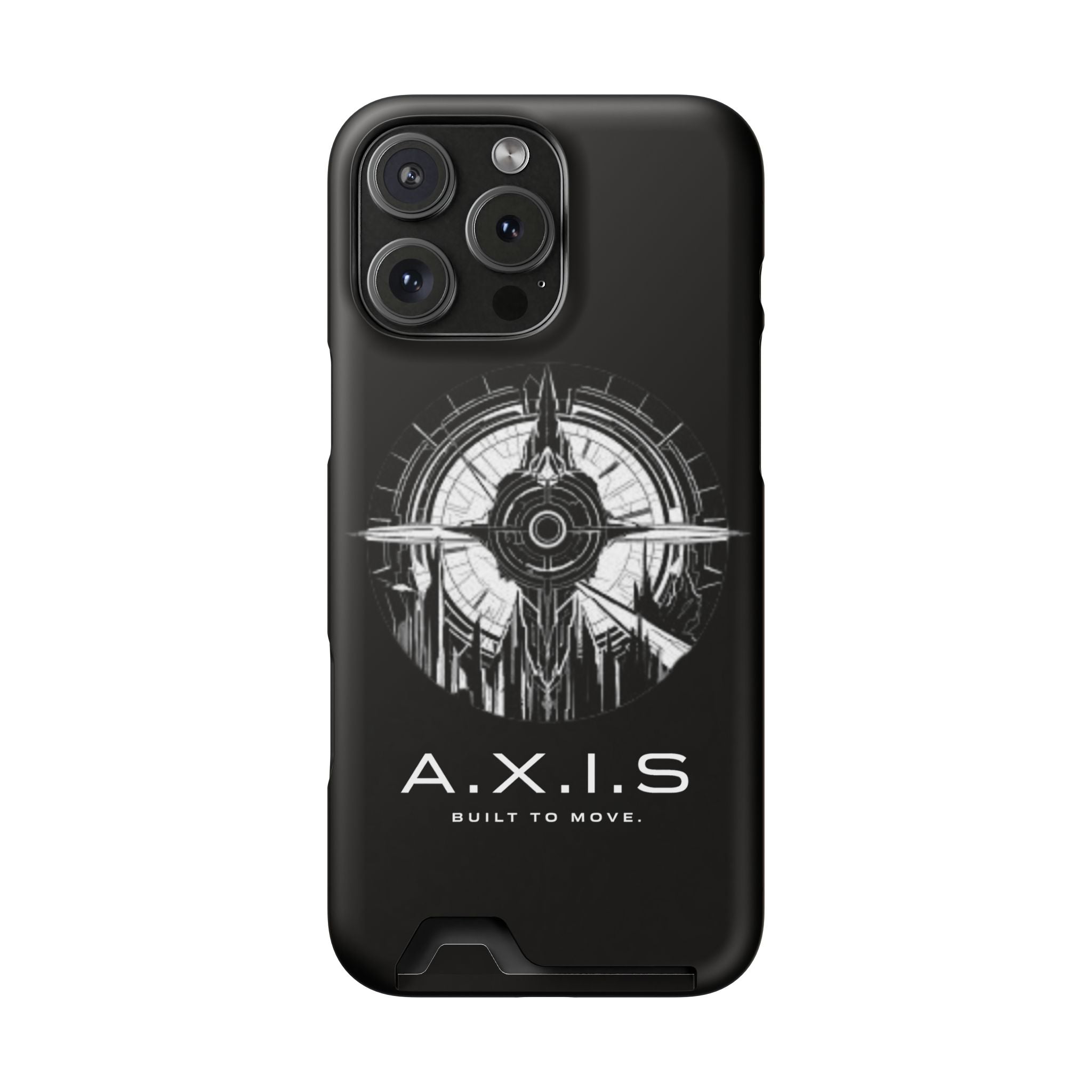 A.X.I.S Built To Move Design Phone Case WITH CARD HOLDER IMBEDDED IN CASE