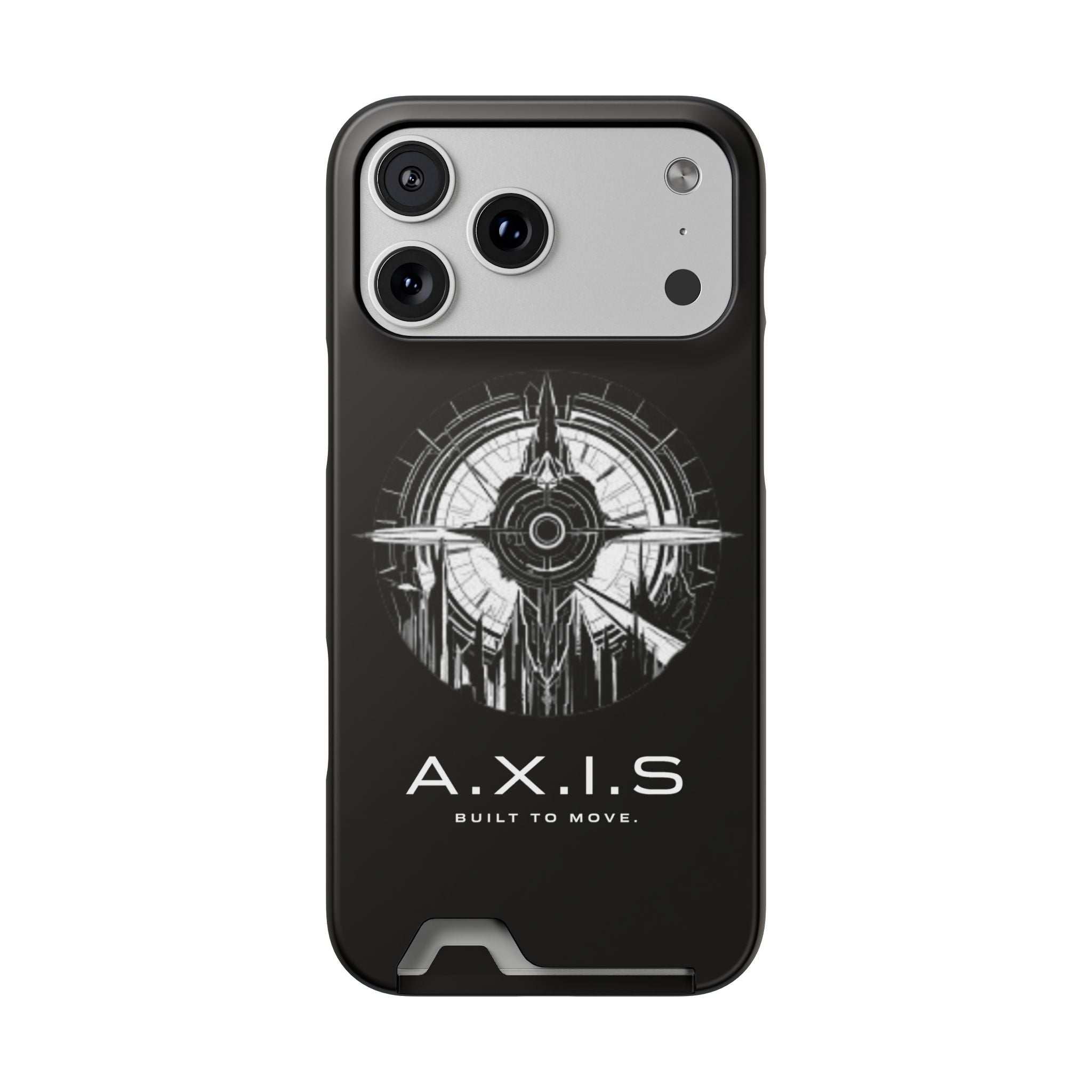 A.X.I.S Built To Move Design Phone Case WITH CARD HOLDER IMBEDDED IN CASE