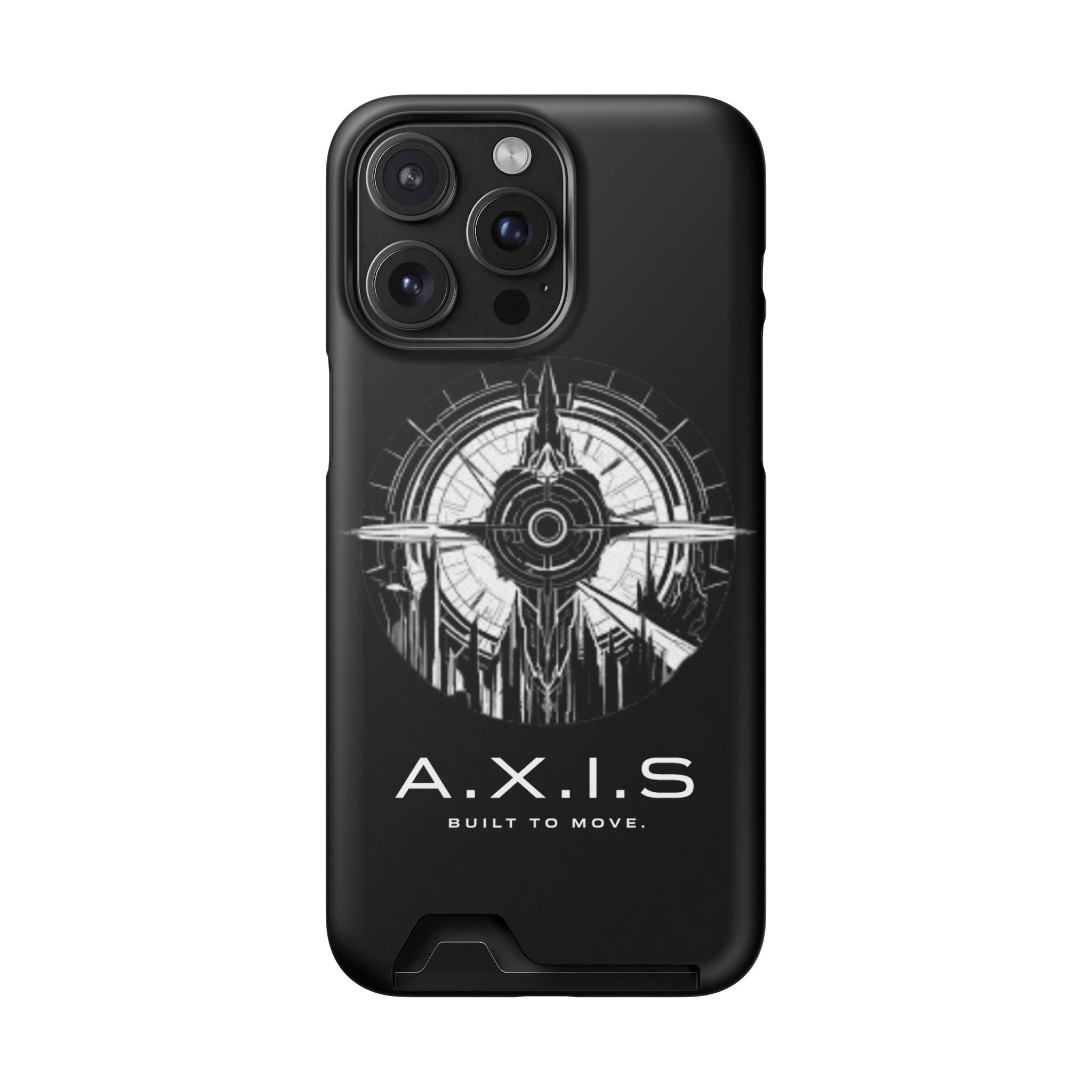 A.X.I.S Built To Move Design Phone Case WITH CARD HOLDER IMBEDDED IN CASE